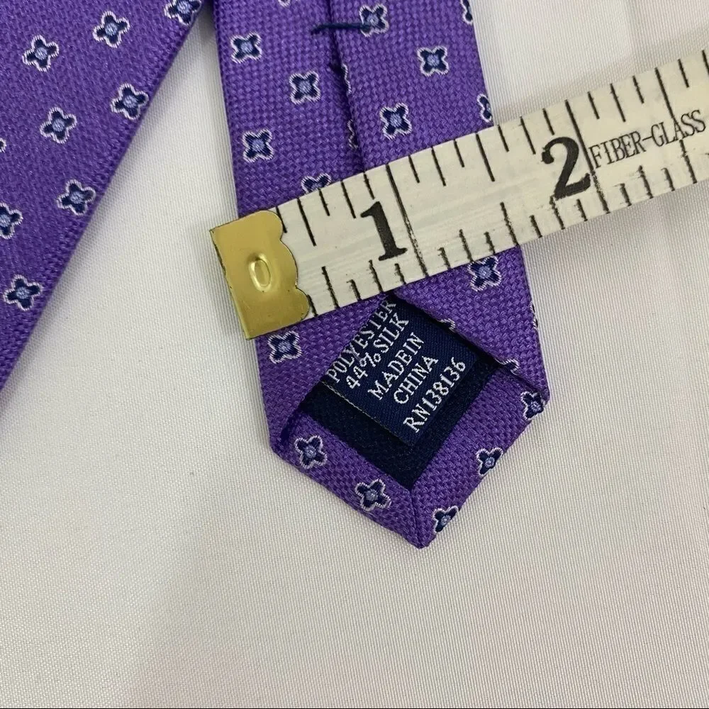 Club Room Men’s Tie Purple with Flowers Silk Blend - Picture 3 of 3